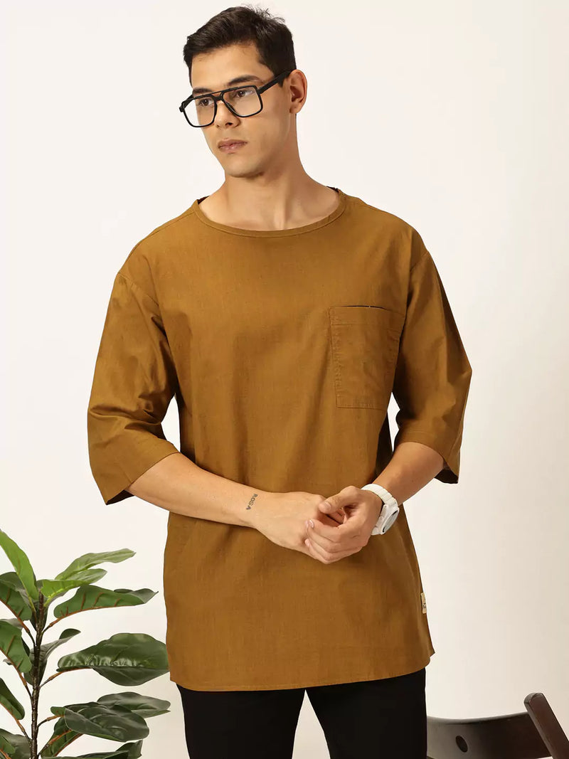 Thomas Scott Men Solid Pure Cotton Boxy T-shirt