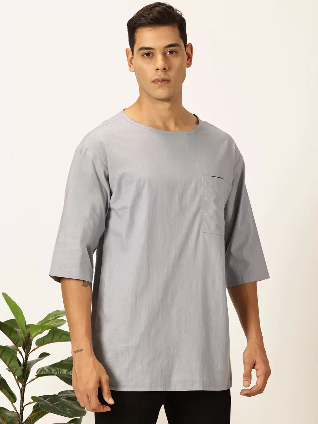 Thomas Scott Men Solid Pure Cotton Boxy T-shirt