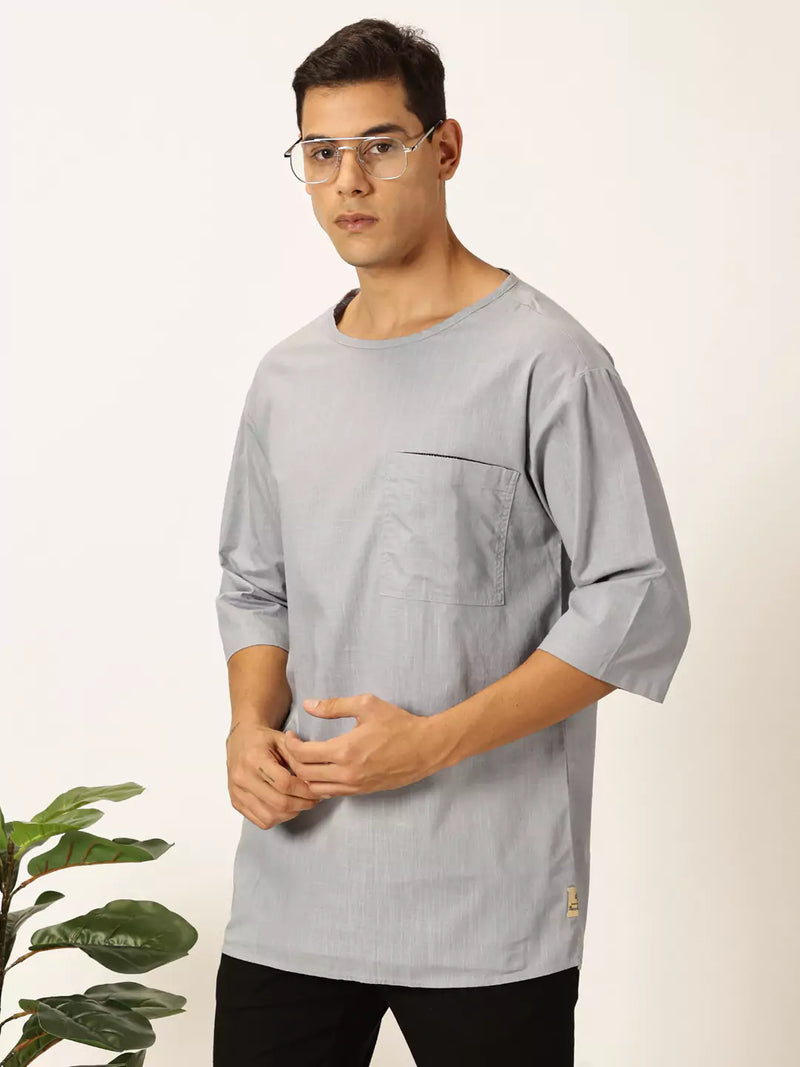 Thomas Scott Men Solid Pure Cotton Boxy T-shirt