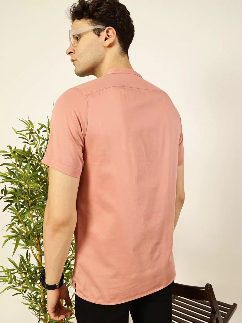 Thomas Scott Men Solid Mandarin Collar Cotton T-Shirt