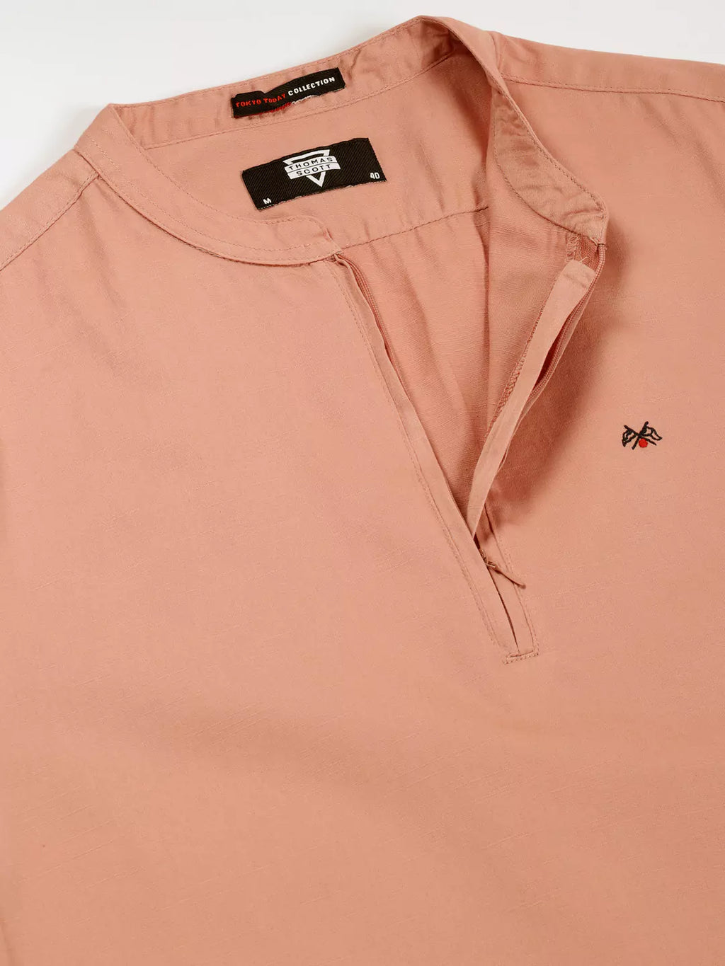 Thomas Scott Men Solid Mandarin Collar Cotton T-Shirt
