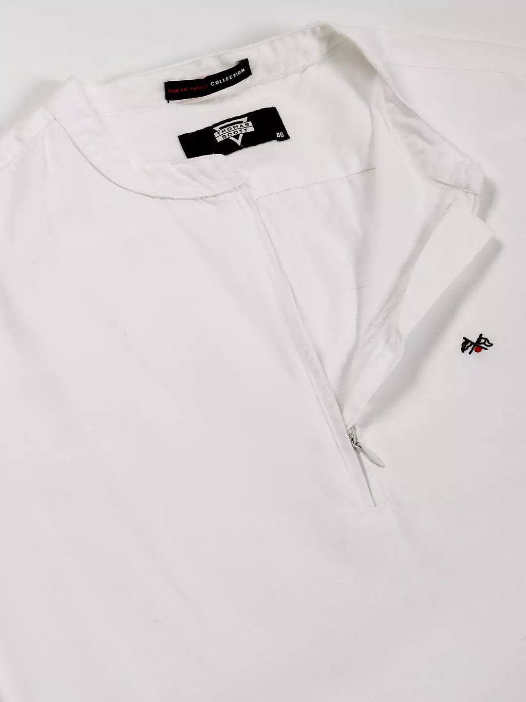 Thomas Scott Men Solid Mandarin Collar Cotton T-Shirt