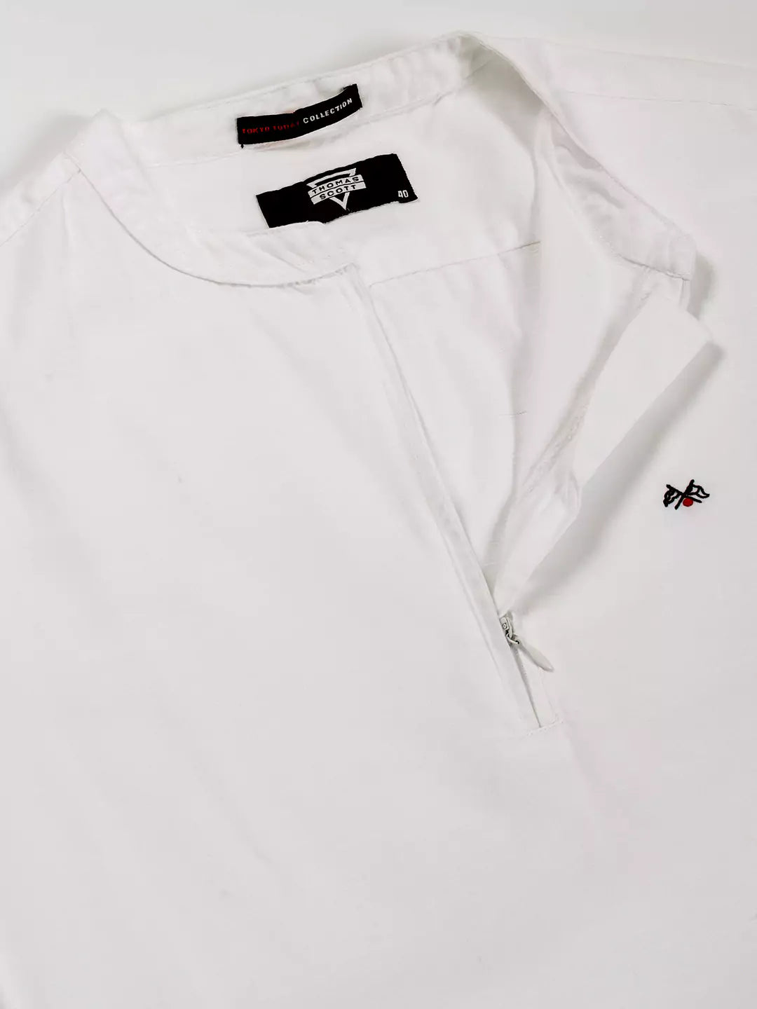 Thomas Scott Men Solid Mandarin Collar Cotton T-Shirt