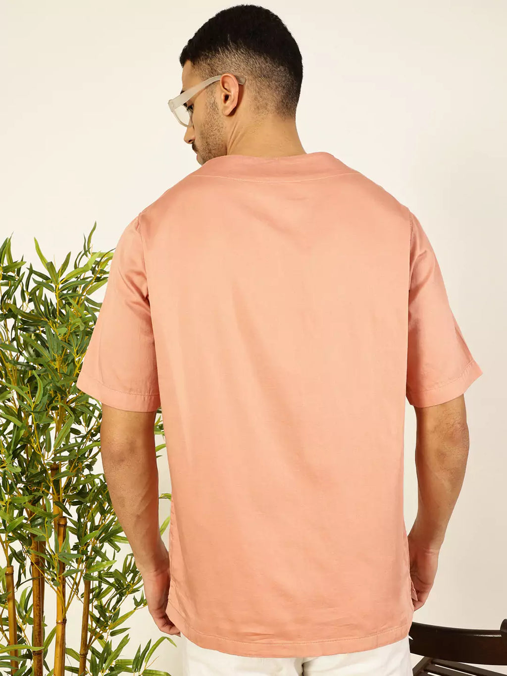 Thomas Scott Men Solid V-Neck Cotton Boxy T-Shirt