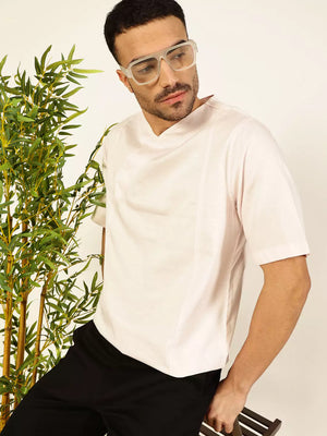 Thomas Scott Men Solid V-Neck Cotton Boxy T-Shirt