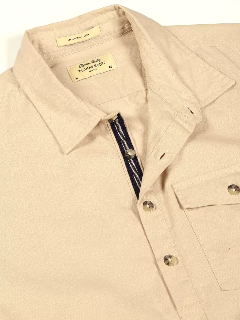 Thomas Scott Men Premium Solid Spread Collar Casual Shirt
