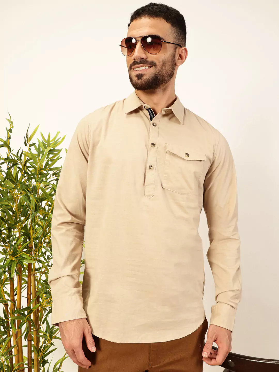 Thomas Scott Men Premium Solid Spread Collar Casual Shirt