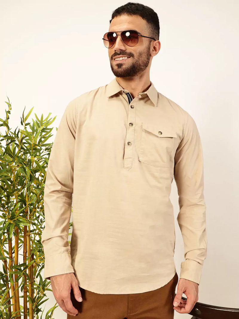 Thomas Scott Men Premium Solid Spread Collar Casual Shirt