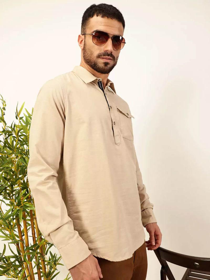 Thomas Scott Men Premium Solid Spread Collar Casual Shirt