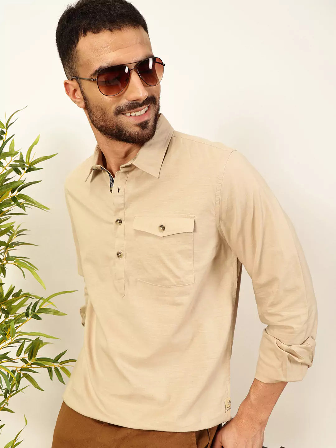 Thomas Scott Men Premium Solid Spread Collar Casual Shirt