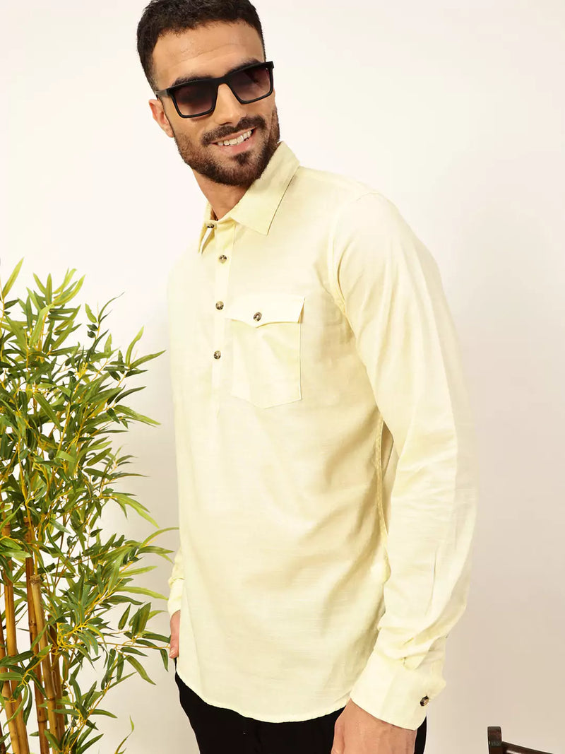 Thomas Scott Men Premium Solid Spread Collar Casual Shirt