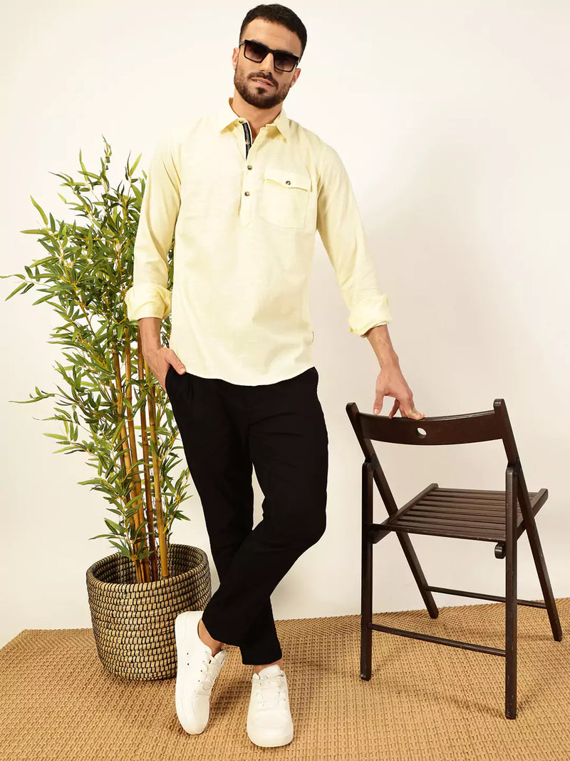 Thomas Scott Men Premium Solid Spread Collar Casual Shirt