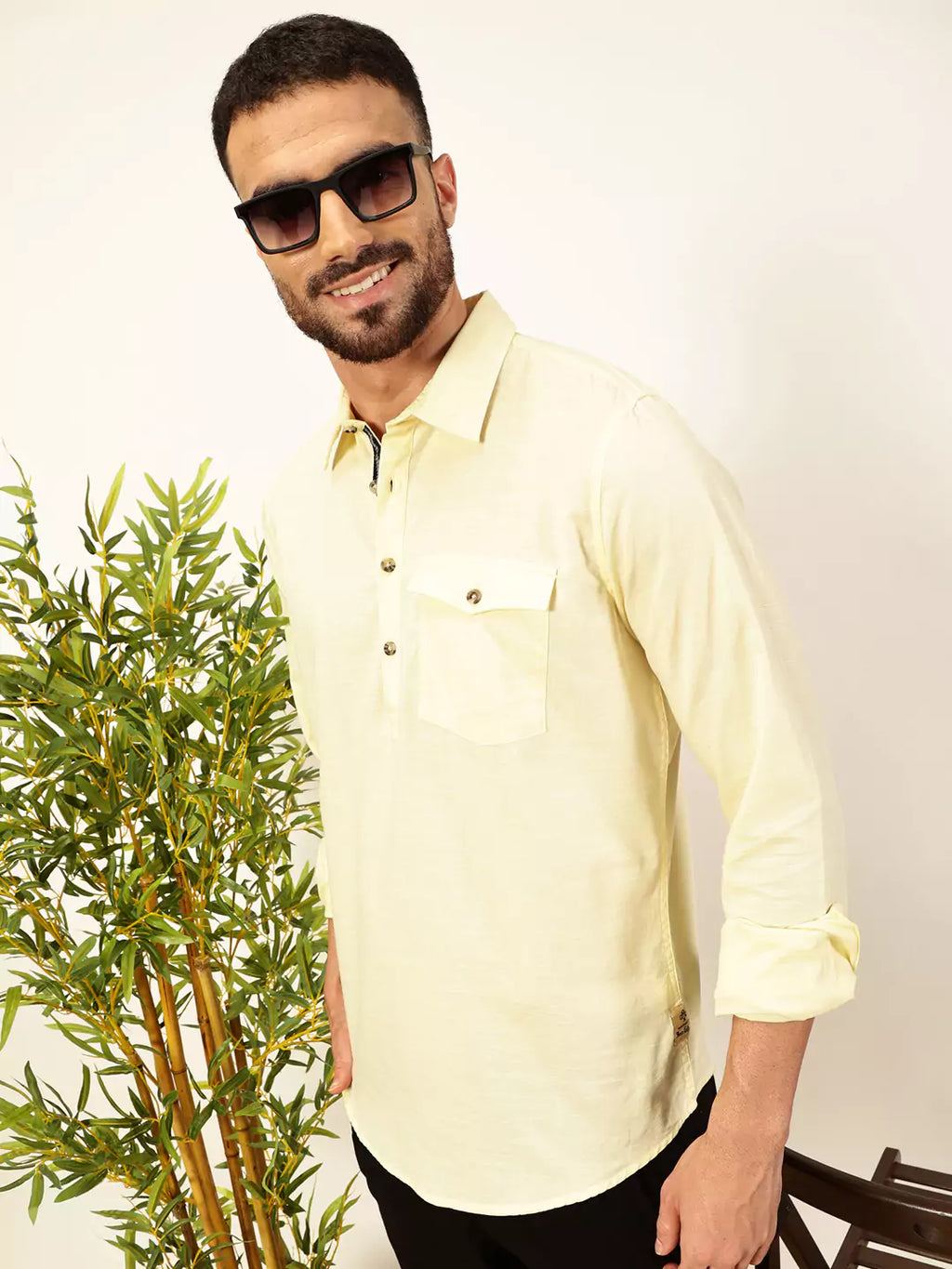 Thomas Scott Men Premium Solid Spread Collar Casual Shirt
