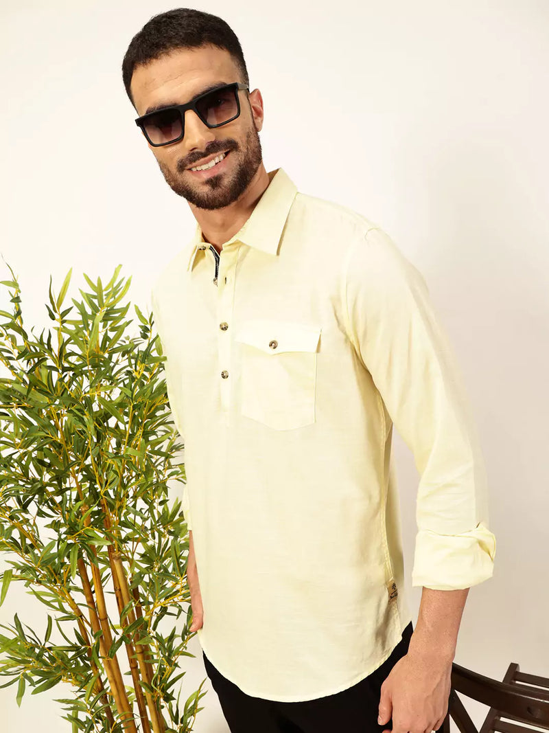 Thomas Scott Men Premium Solid Spread Collar Casual Shirt