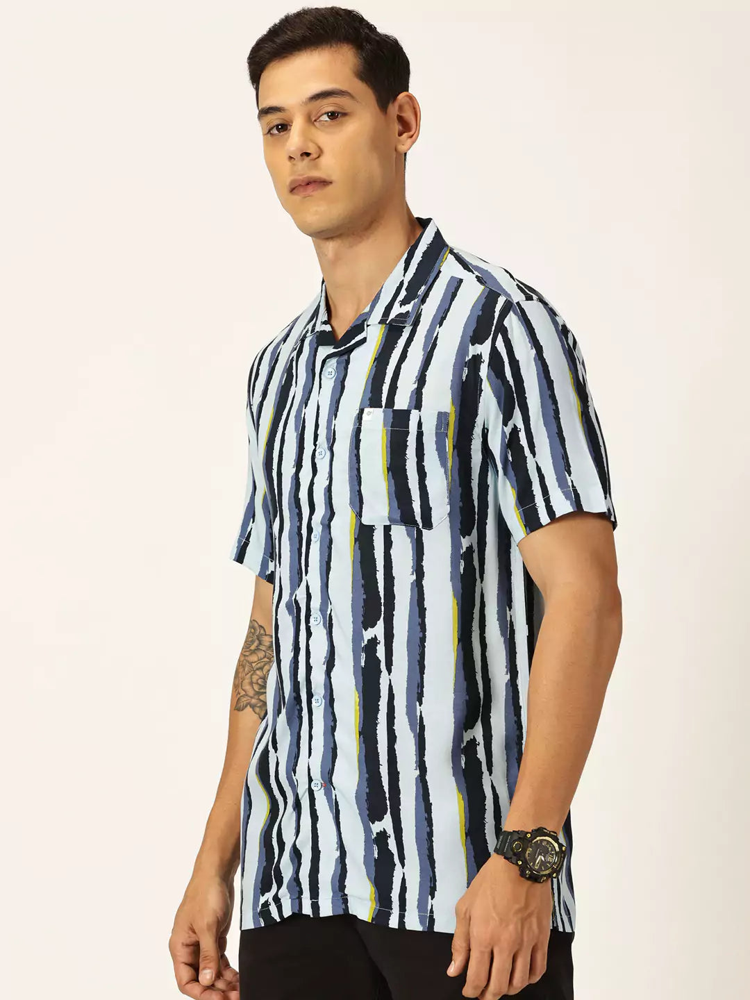 Thomas Scott Men Smart Opaque Striped Casual Shirt