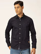 Navy Premium Opaque Printed Cotton Casual Shirt For Men