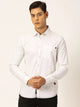 White Premium Opaque Printed Cotton Casual Shirt For Men