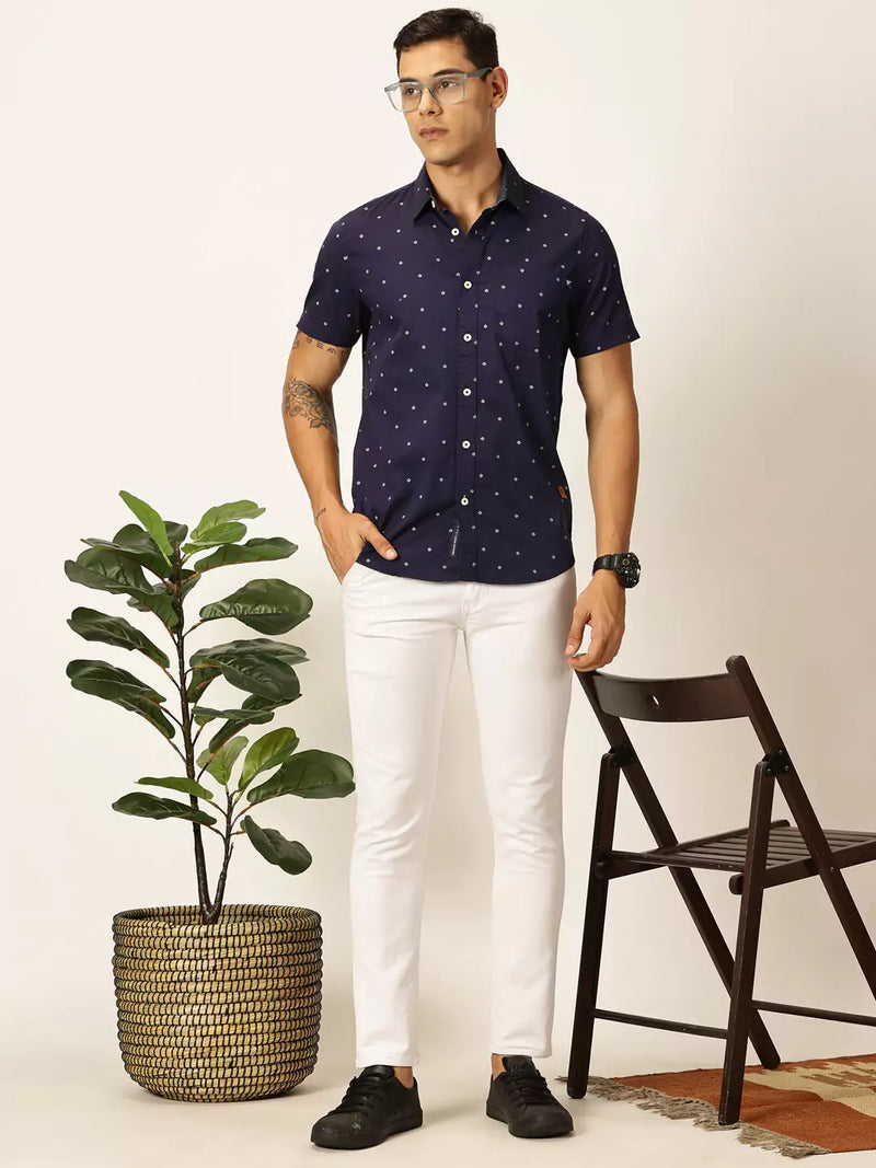 Thomas Scott Men Premium Cutaway Collar Slim Fit Casual Shirt