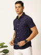 Dark Navy Premium Cutaway Collar Slim Fit Casual Shirt For Men