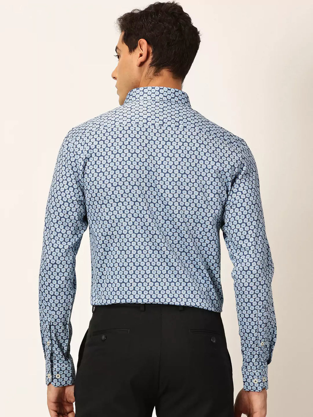 Thomas Scott Men Premium Slim Fit Geometric Printed Cotton Formal Shirt