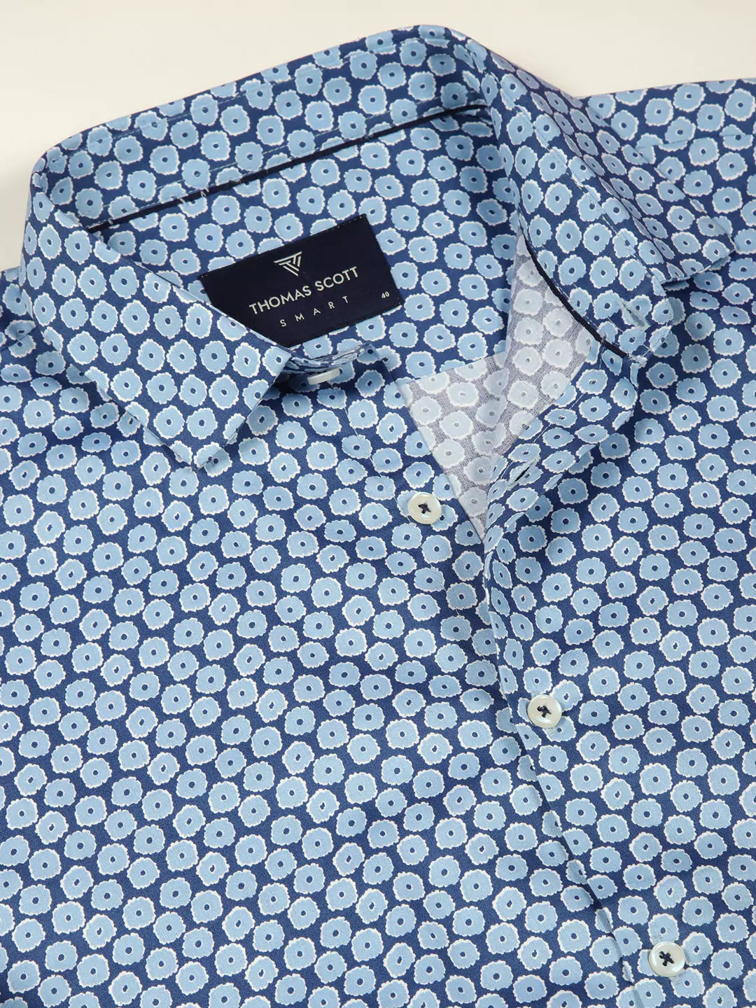 Thomas Scott Men Premium Slim Fit Geometric Printed Cotton Formal Shirt
