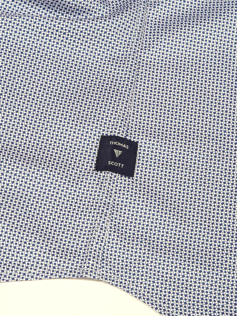 Thomas Scott Men Premium Slim Fit Micro Ditsy Printed Cotton Formal Shirt