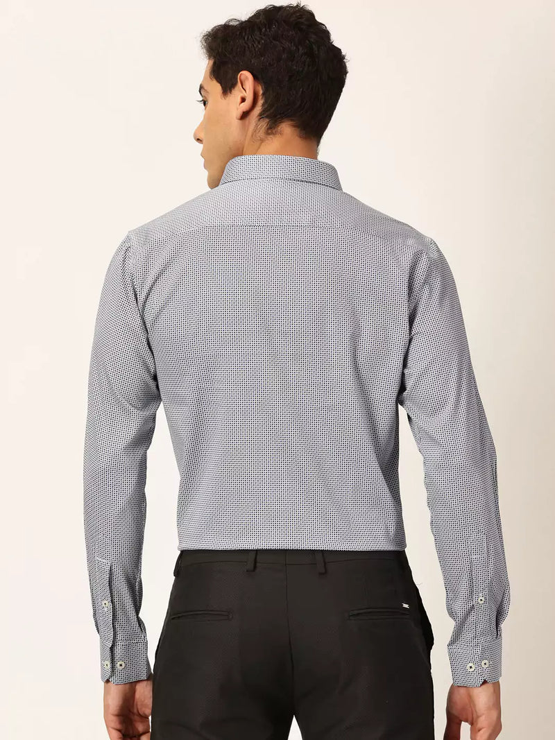 Thomas Scott Men Premium Slim Fit Micro Ditsy Printed Cotton Formal Shirt