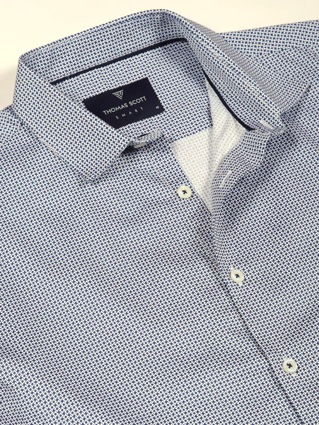 Thomas Scott Men Premium Slim Fit Micro Ditsy Printed Cotton Formal Shirt