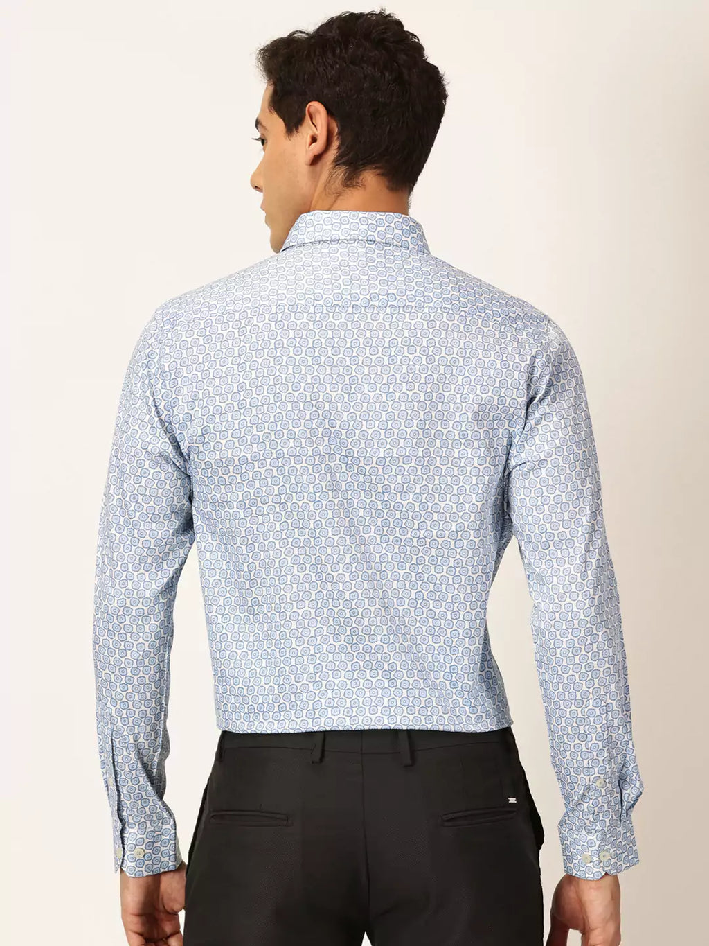 Thomas Scott Men Premium Slim Fit Floral Printed Cutaway Collar Cotton Formal Shirt