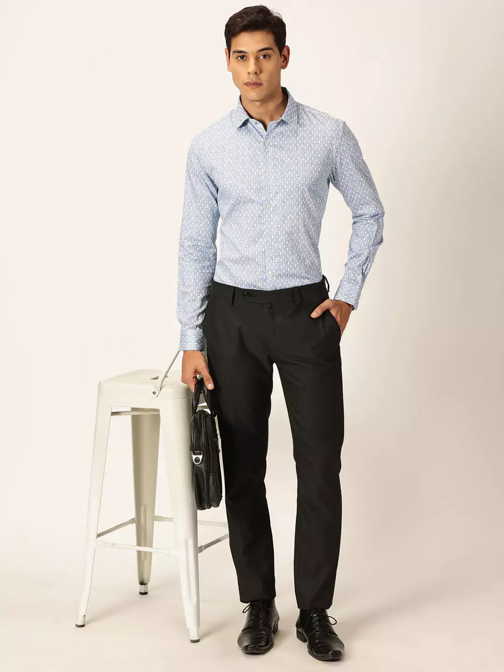 Thomas Scott Men Premium Slim Fit Floral Printed Cutaway Collar Cotton Formal Shirt
