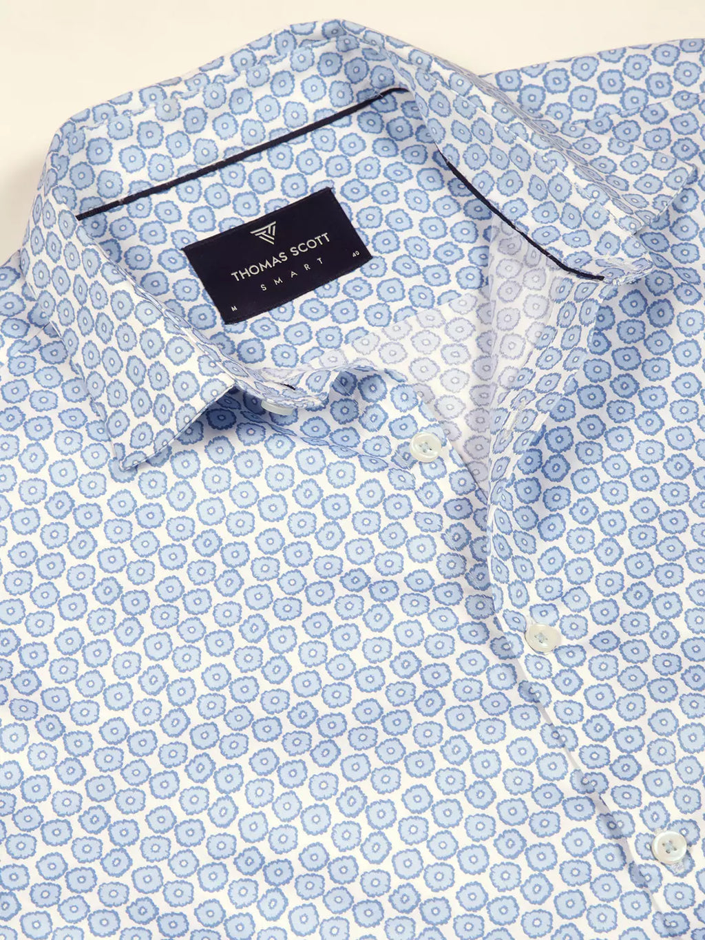 Thomas Scott Men Premium Slim Fit Floral Printed Cutaway Collar Cotton Formal Shirt