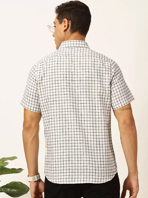 Black Premium Micro Checks Cotton & Linen Casual Shirt For Men