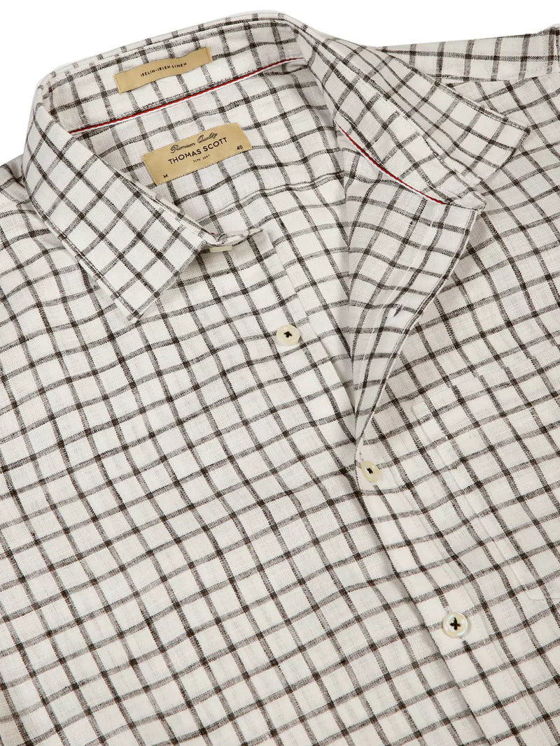 Thomas Scott Men Premium Micro Checks Cotton & Linen Casual Shirt