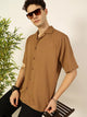 Thomas Scott Men Premium Cuban Collar Textured Solid Cotton Relaxed Fit Casual Shirt