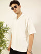 Thomas Scott Men Premium Cuban Collar Textured Solid Cotton Relaxed Fit Casual Shirt