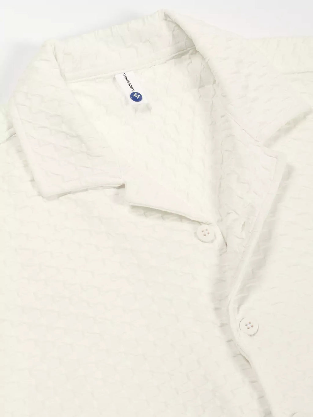Thomas Scott Men Premium Cuban Collar Textured Solid Cotton Relaxed Fit Casual Shirt
