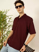 Thomas Scott Men Premium Cuban Collar Textured Solid Cotton Relaxed Fit Casual Shirt