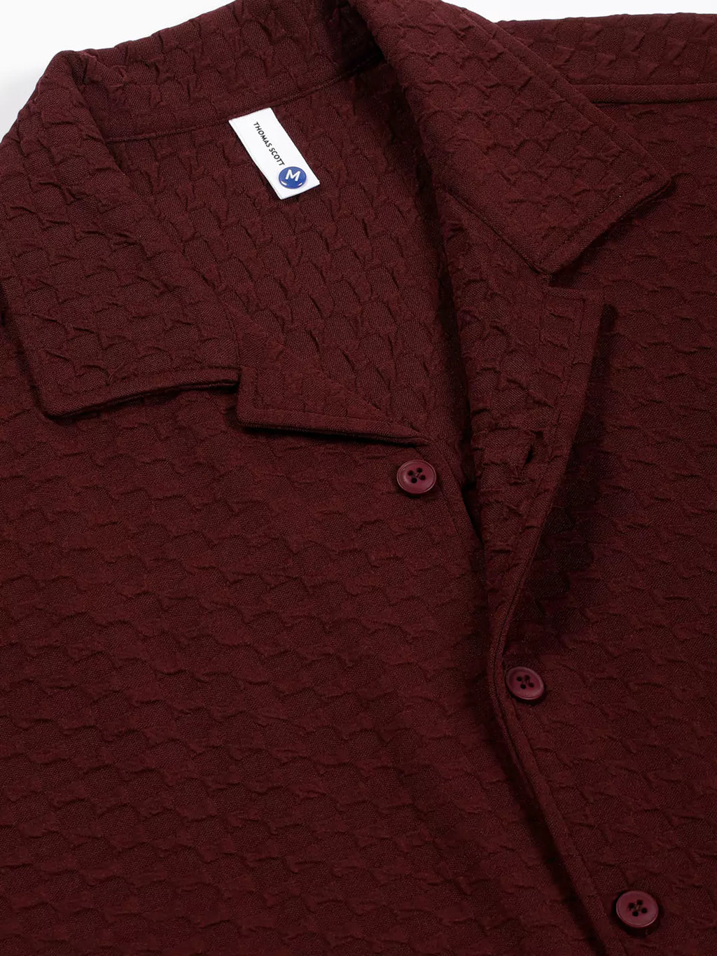 Thomas Scott Men Premium Cuban Collar Textured Solid Cotton Relaxed Fit Casual Shirt