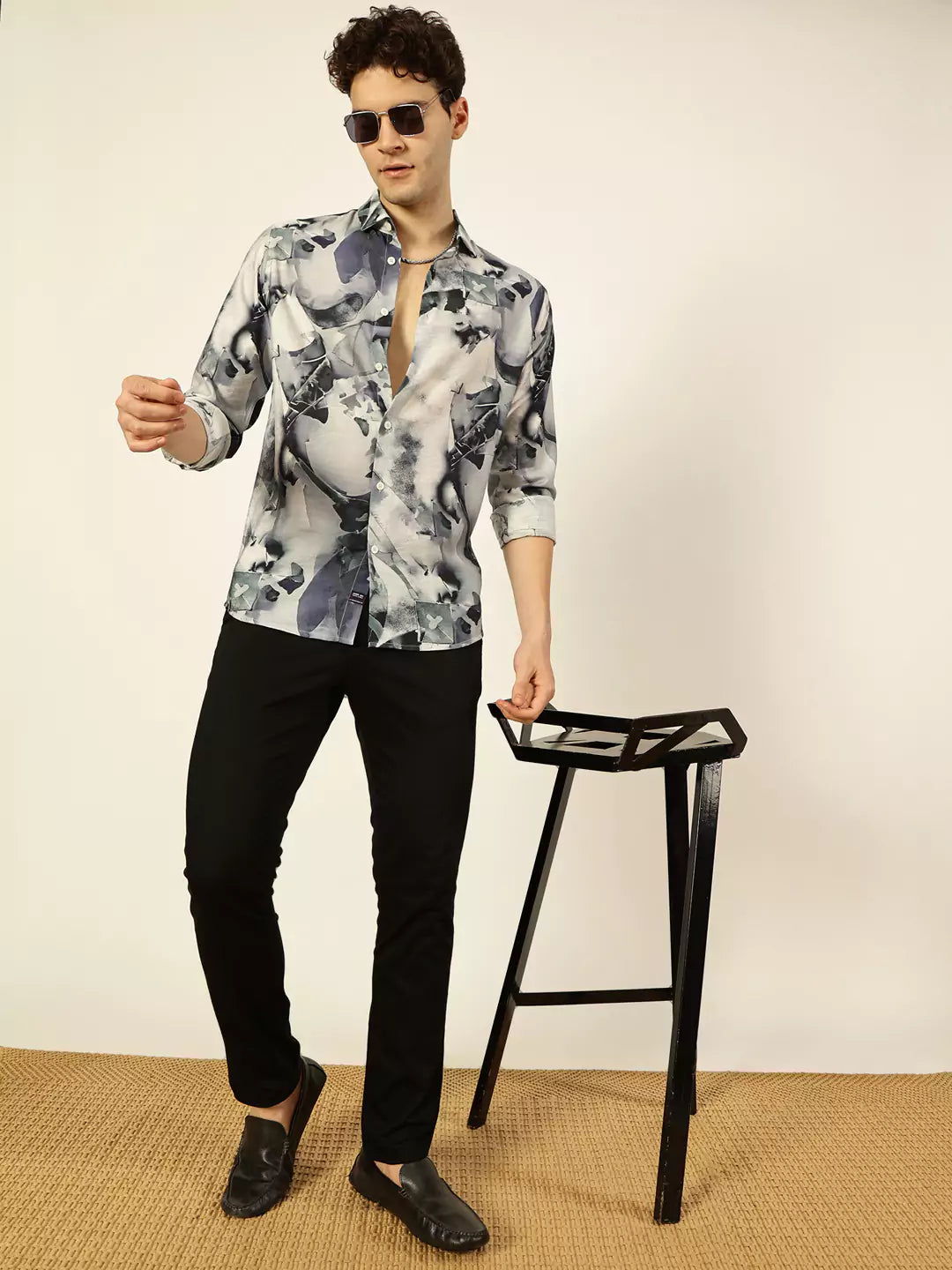 Men Green Printed Slim Fit Shirt
