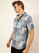 Blue Premium Slim Fit Opaque Printed Casual Shirt For Men