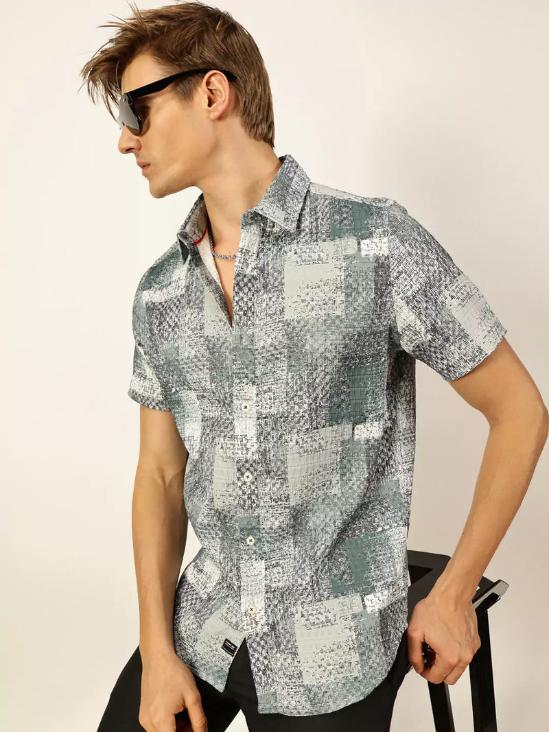 Thomas Scott Men Premium Slim Fit Opaque Printed Casual Shirt