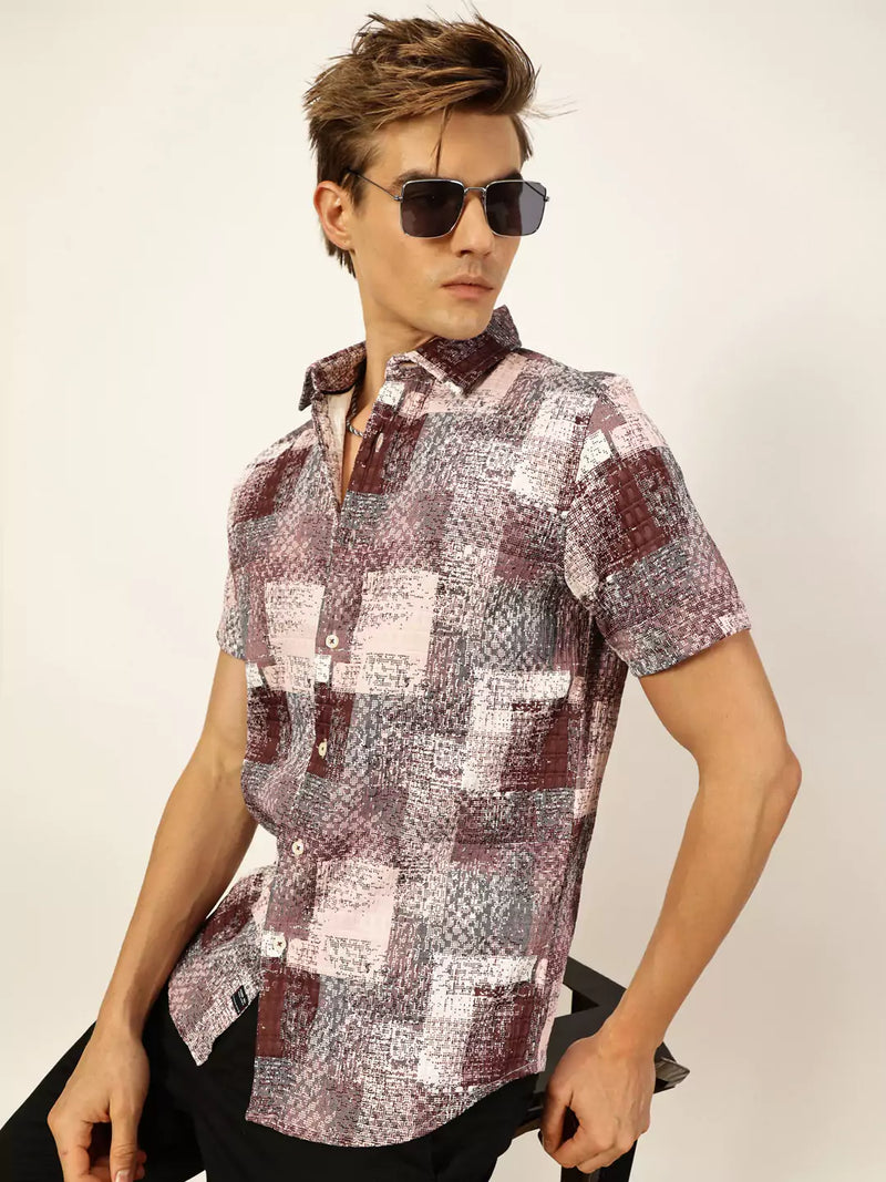 Thomas Scott Men Premium Slim Fit Opaque Printed Casual Shirt