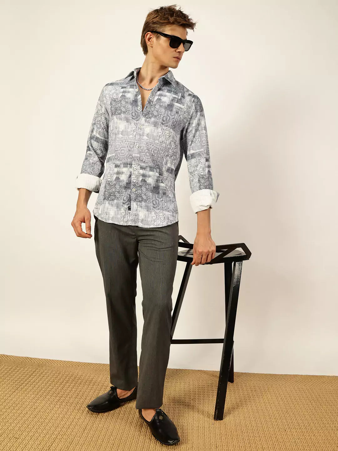 Thomas Scott Men Premium Slim Fit Opaque Printed Casual Shirt
