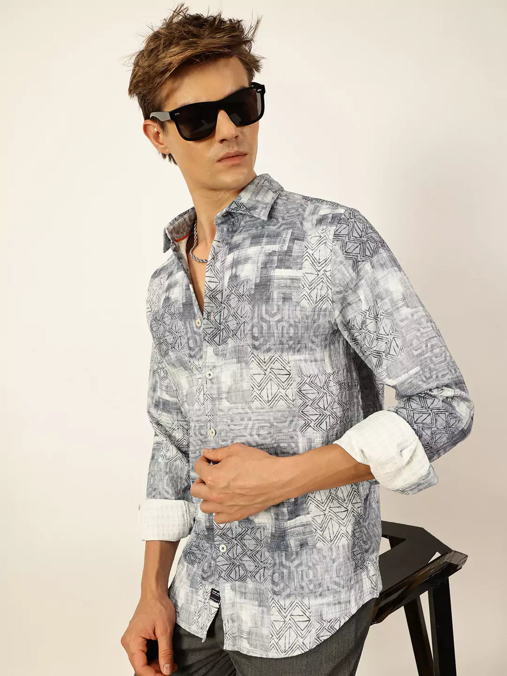 Thomas Scott Men Premium Slim Fit Opaque Printed Casual Shirt