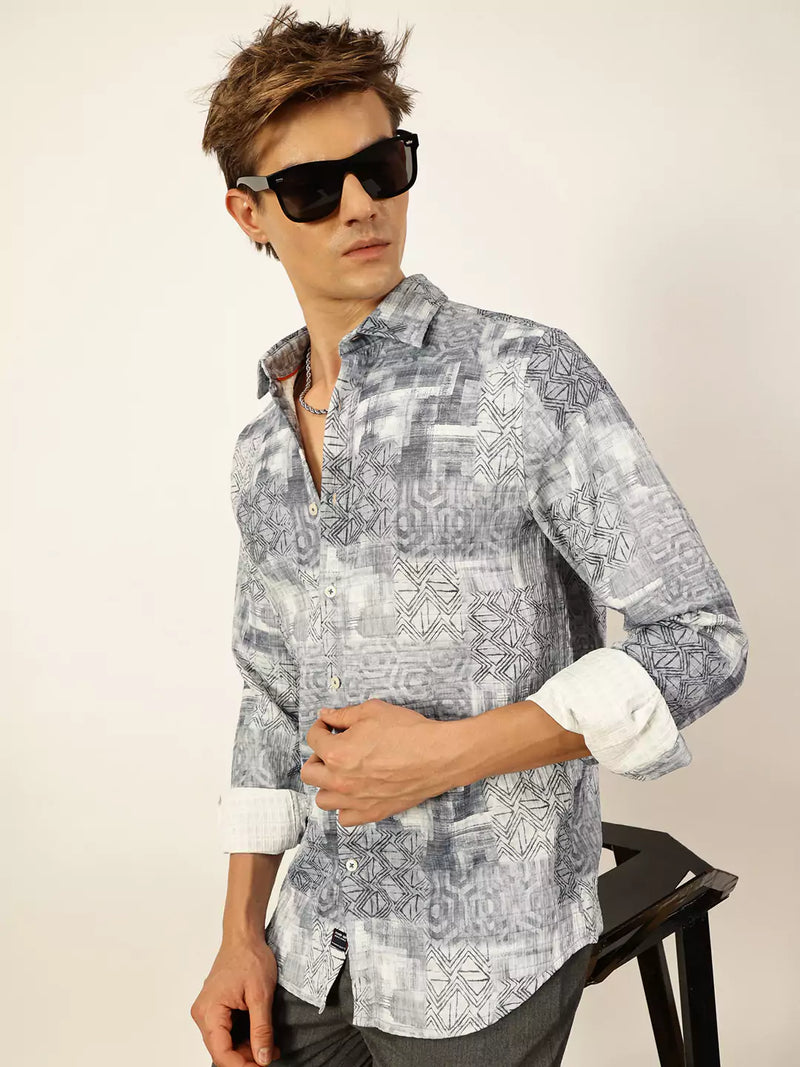 Thomas Scott Men Premium Slim Fit Opaque Printed Casual Shirt