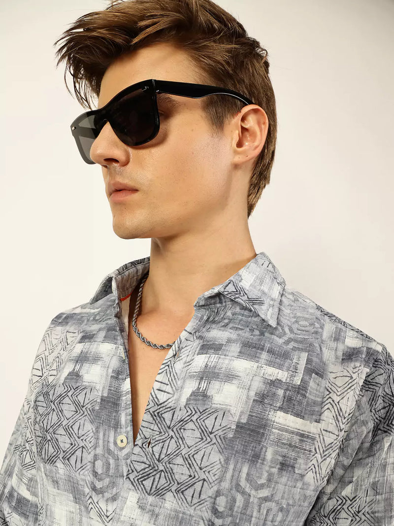 Thomas Scott Men Premium Slim Fit Opaque Printed Casual Shirt