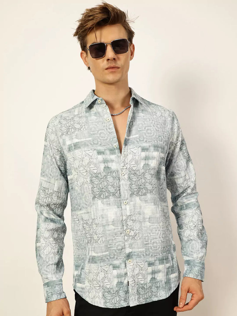 Thomas Scott Men Premium Slim Fit Opaque Printed Casual Shirt
