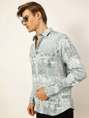 Thomas Scott Men Premium Slim Fit Opaque Printed Casual Shirt