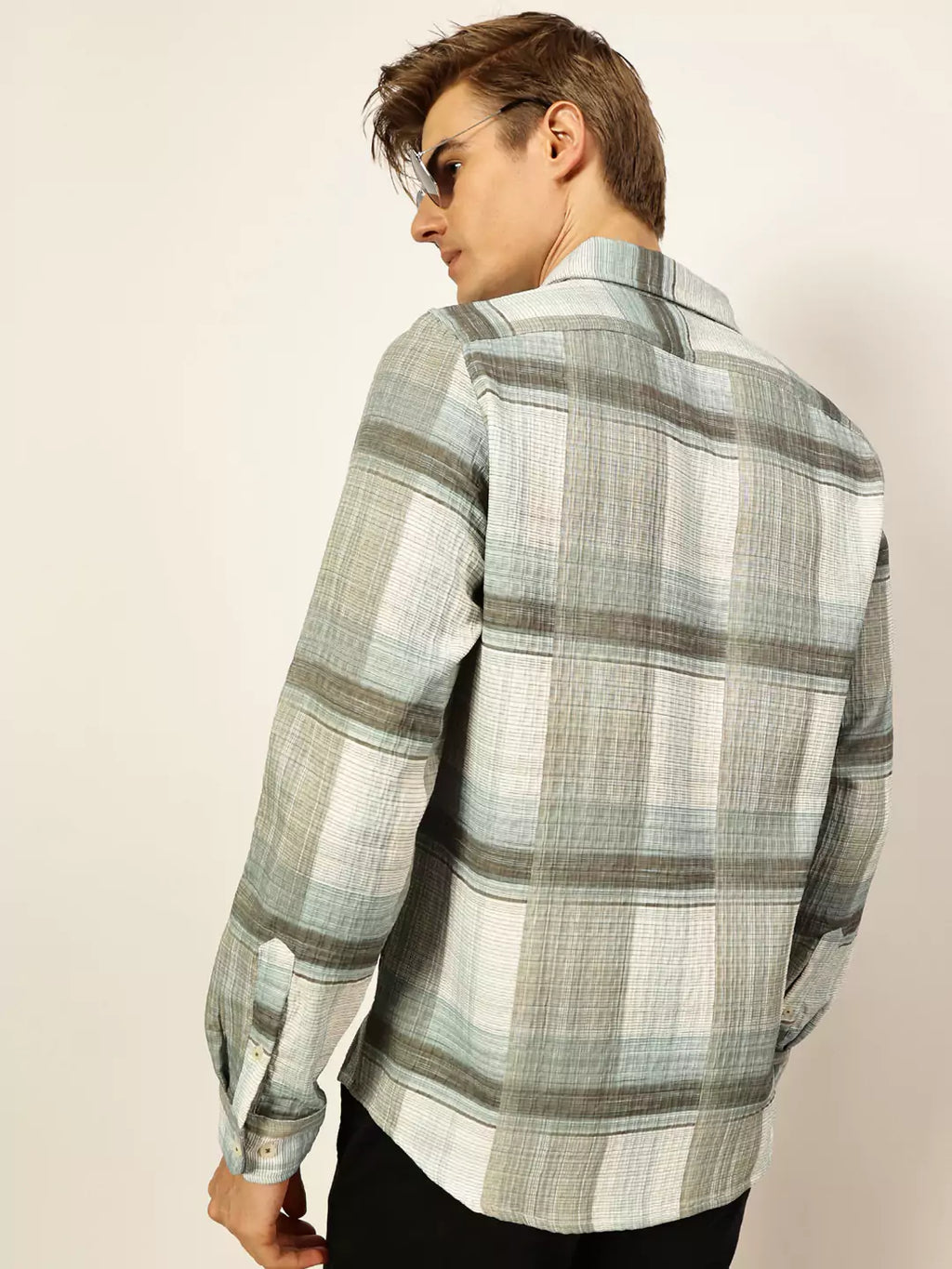 Thomas Scott Men Premium Slim Fit Tartan Checks Opaque Checked Casual Shirt