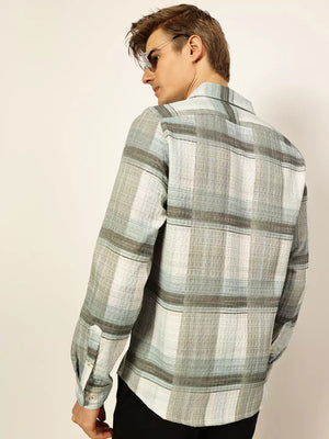 Thomas Scott Men Premium Slim Fit Tartan Checks Opaque Checked Casual Shirt